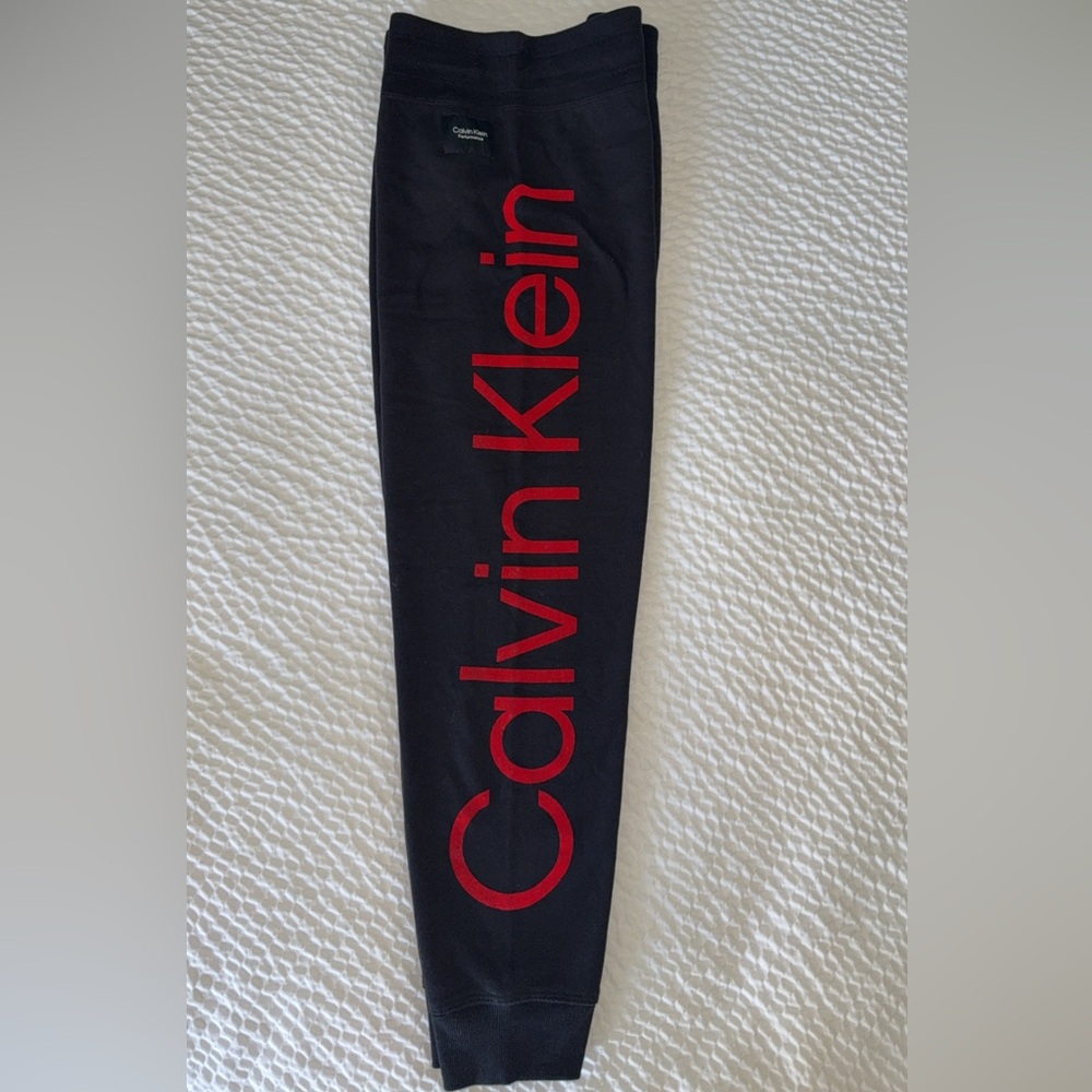 Calvin Klein Black Joggers with Bold Red Branding